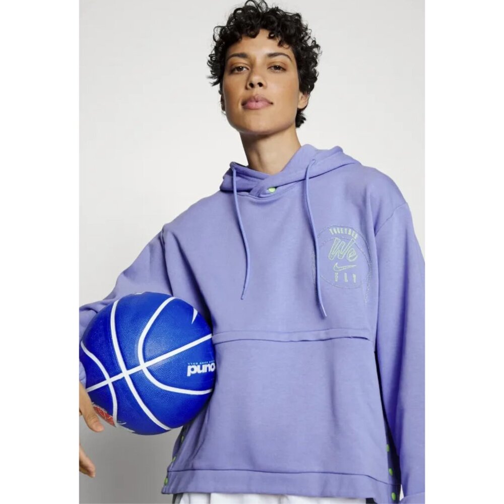 NIKE Dri-Fit Purple Neon Yellow Basketball Pocket Hoodie XL Street Athleisure